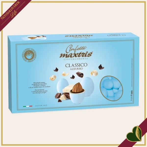 Confetti Maxtris classici celesti con mandorla tostata e doppio cioccolato, 1 chilogrammo