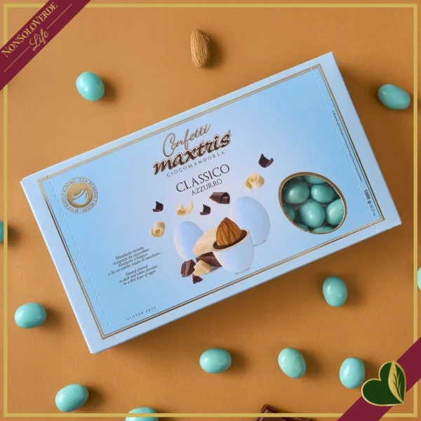 Confetti Maxtris classici celesti con mandorla tostata e doppio cioccolato, 1 chilogrammo