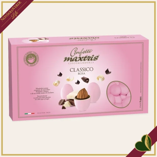 Confetti Maxtris classici rosa con mandorla tostata e doppio cioccolato, 1 chilogrammo