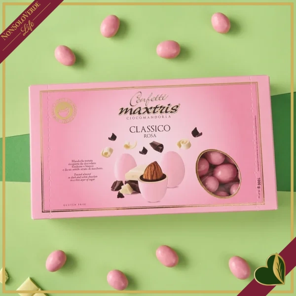 Confetti Maxtris classici rosa con mandorla tostata e doppio cioccolato, 1 chilogrammo