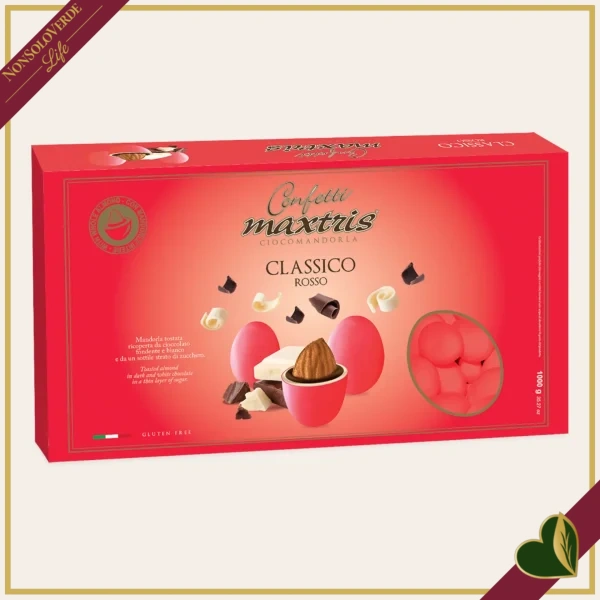 Confetti Maxtris classici rossi con mandorla tostata e doppio cioccolato, 1 chilogrammo