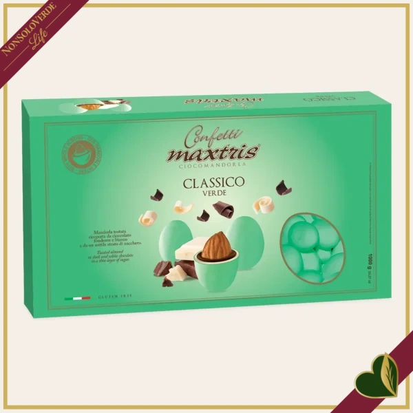 Confetti Maxtris classici verdi con mandorla tostata e doppio cioccolato, 1 chilogrammo