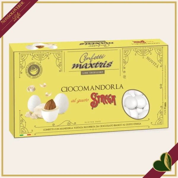 Confetti Maxtris al gusto Strega, bianchi con mandorla tostata e cioccolato bianco, 1 chilogrammo