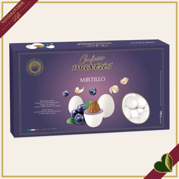 Confetti Maxtris al mirtillo, bianchi con mandorla tostata e cioccolato bianco, 1 chilogrammo