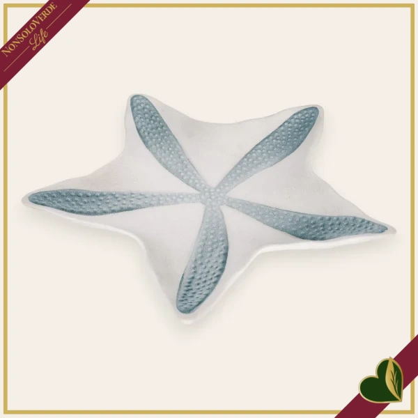 Centrotavola Ortigia stella marina in porcellana bianca e blu, larghezza 33 cm