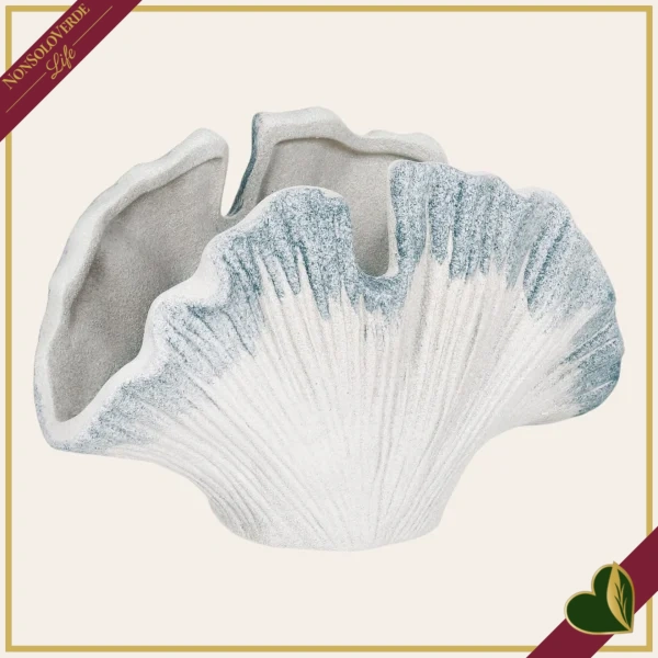 Decorazione Ortigia corallo in porcellana bianca e blu, altezza 13,4 cm
