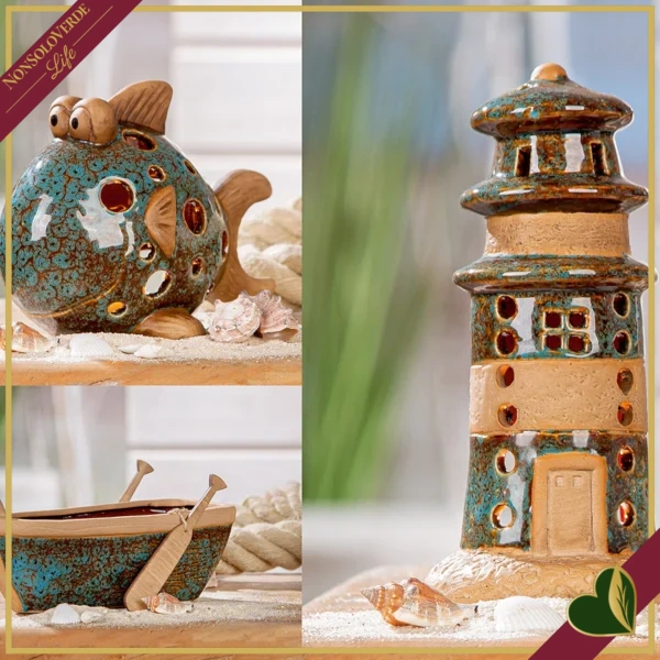 Barca decorativa Nordstrand in porcellana smaltata, lunghezza 18 cm