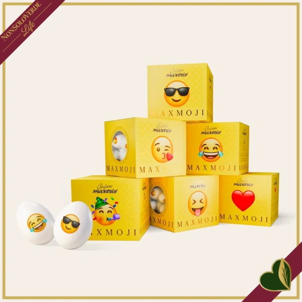 Confetti Maxtris Maxmoji, Cuore, confetti bianchi con mandorla tostata, 200 grammi