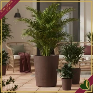 Vaso alto Millennium in plastica riciclata Brownstone, altezza 53,3 cm