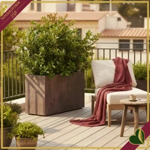 Fioriera alta Millennium in plastica riciclata Brownstone, lunghezza 98 cm