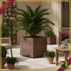 Vaso Cubo Millennium in plastica riciclata Brownstone, larghezza 49 cm
