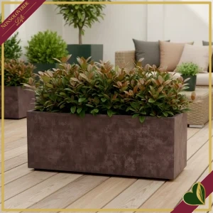Fioriera Millennium in plastica riciclata Brownstone, lunghezza 99,3 cm