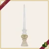 Portacandela scultoreo “Modular” in marmorina nocciola e oro, altezza 15 cm