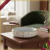 Vuotatasche Rugiada bianco e oro in marmorina, diametro 19 cm