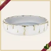 Vuotatasche Rugiada bianco e oro in marmorina, diametro 19 cm