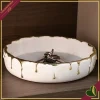 Vuotatasche Rugiada bianco e oro in marmorina, diametro 19 cm