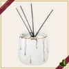 Diffusore decorativo Rugiada bianco e oro in marmorina, altezza 8 cm