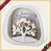 Decorazione luminosa con LED Albero della vita in marmorina bianca con decori oro, altezza 12 cm