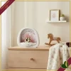 Decorazione luminosa con LED mani con piedini rosa e oro in marmorina bianca, altezza 12 cm