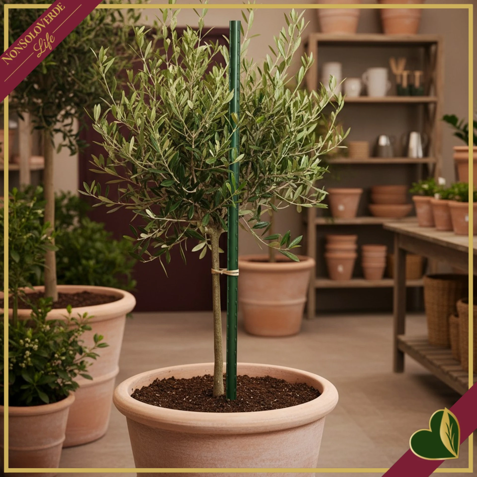 Tutore in acciaio plastificato verde 20 mm, altezza 240 cm