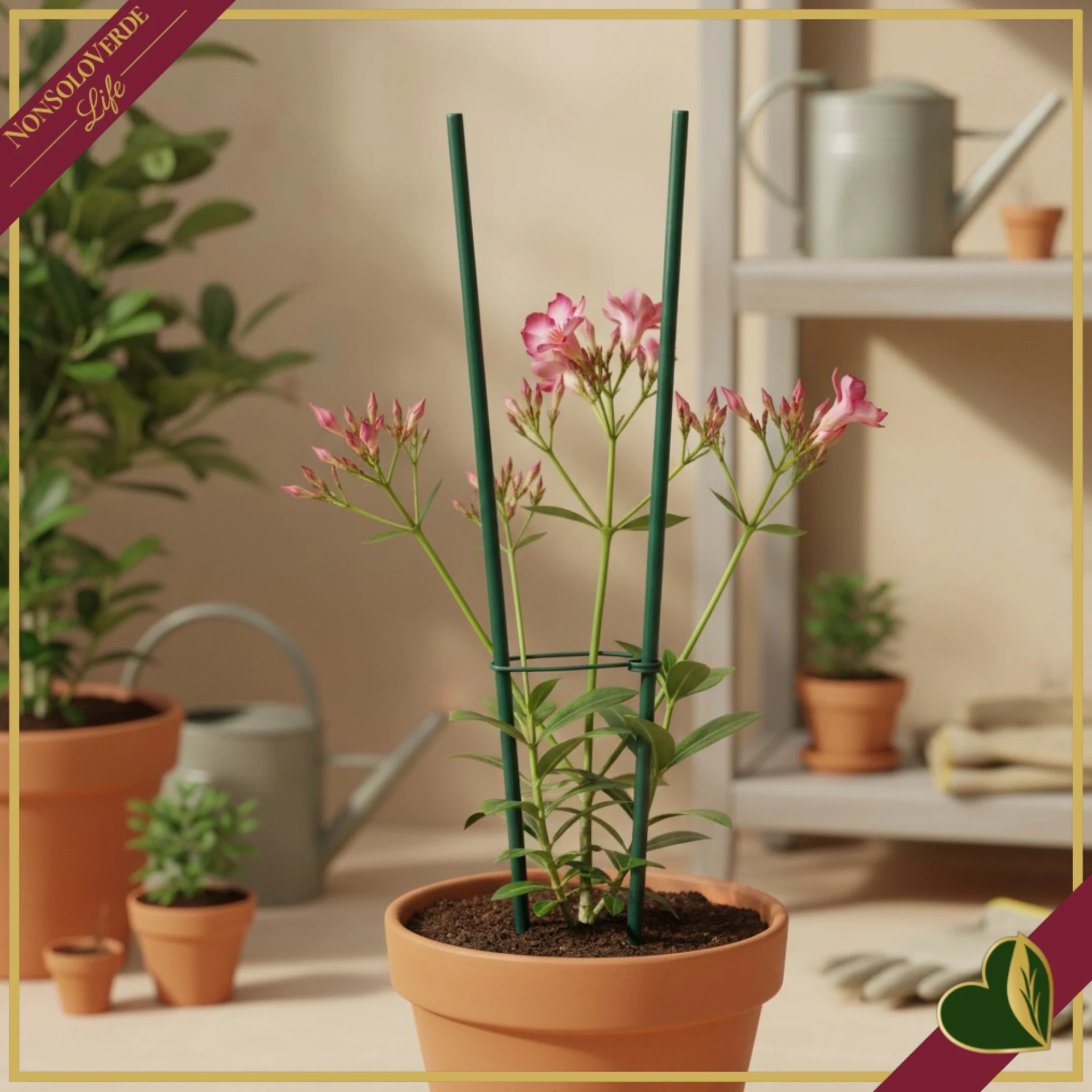 Tutori Flower Stick verdi per fiori e piante in vaso, confezione da 15 pezzi, altezza 50 cm