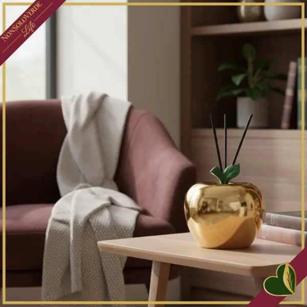 Diffusore decorativo mela oro metallizzato “Il Giardino dei Profumi”, altezza 16 cm