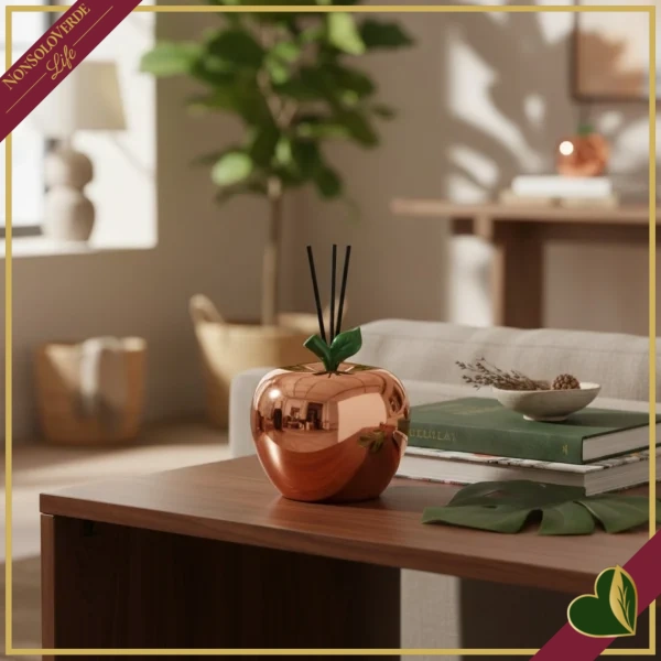 Diffusore decorativo mela oro rosa metallizzato “Il Giardino dei Profumi”, altezza 16 cm
