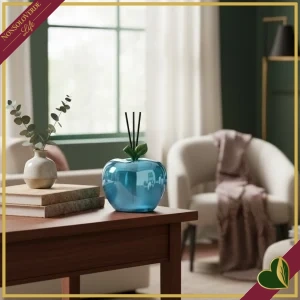 8055267586783-0 Diffusore decorativo mela azzurro metallizzato “Il Giardino dei Profumi”, altezza 16 cm