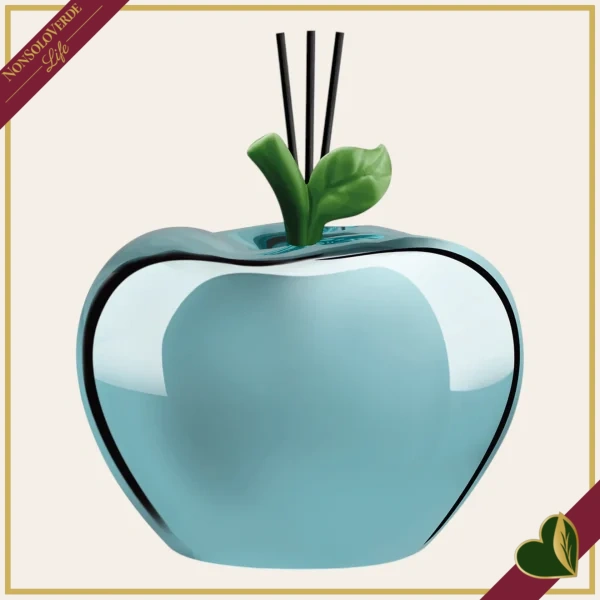 Diffusore decorativo mela azzurro metallizzato “Il Giardino dei Profumi”, altezza 16 cm