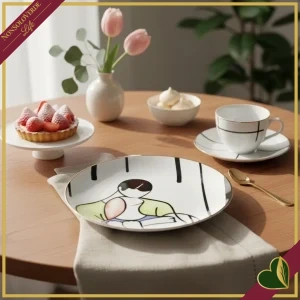 8055267588459-0 Piattino dessert “Noi” Abbracci in porcellana, diametro 19 cm