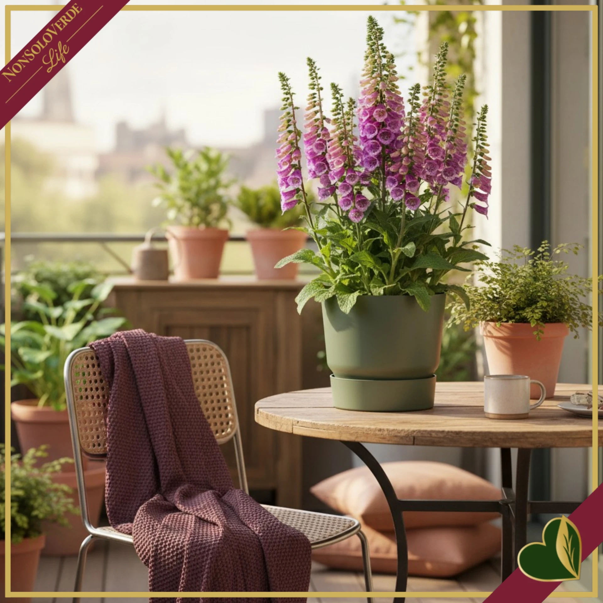 Vaso Greenville rotondo verde foglia con riserva d’acqua, diametro 30 cm
