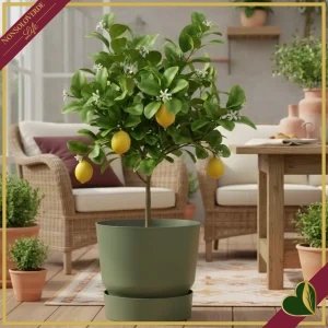 Vaso Greenville rotondo verde foglia con riserva d’acqua, diametro 39 cm