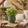 Vaso Greenville rotondo verde foglia con riserva d’acqua, diametro 14 cm