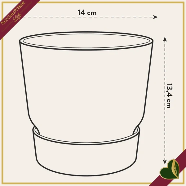 Vaso Greenville rotondo verde foglia con riserva d’acqua, diametro 14 cm