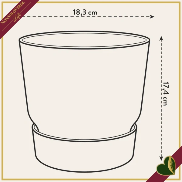 Vaso Greenville rotondo verde foglia con riserva d’acqua, diametro 18 cm