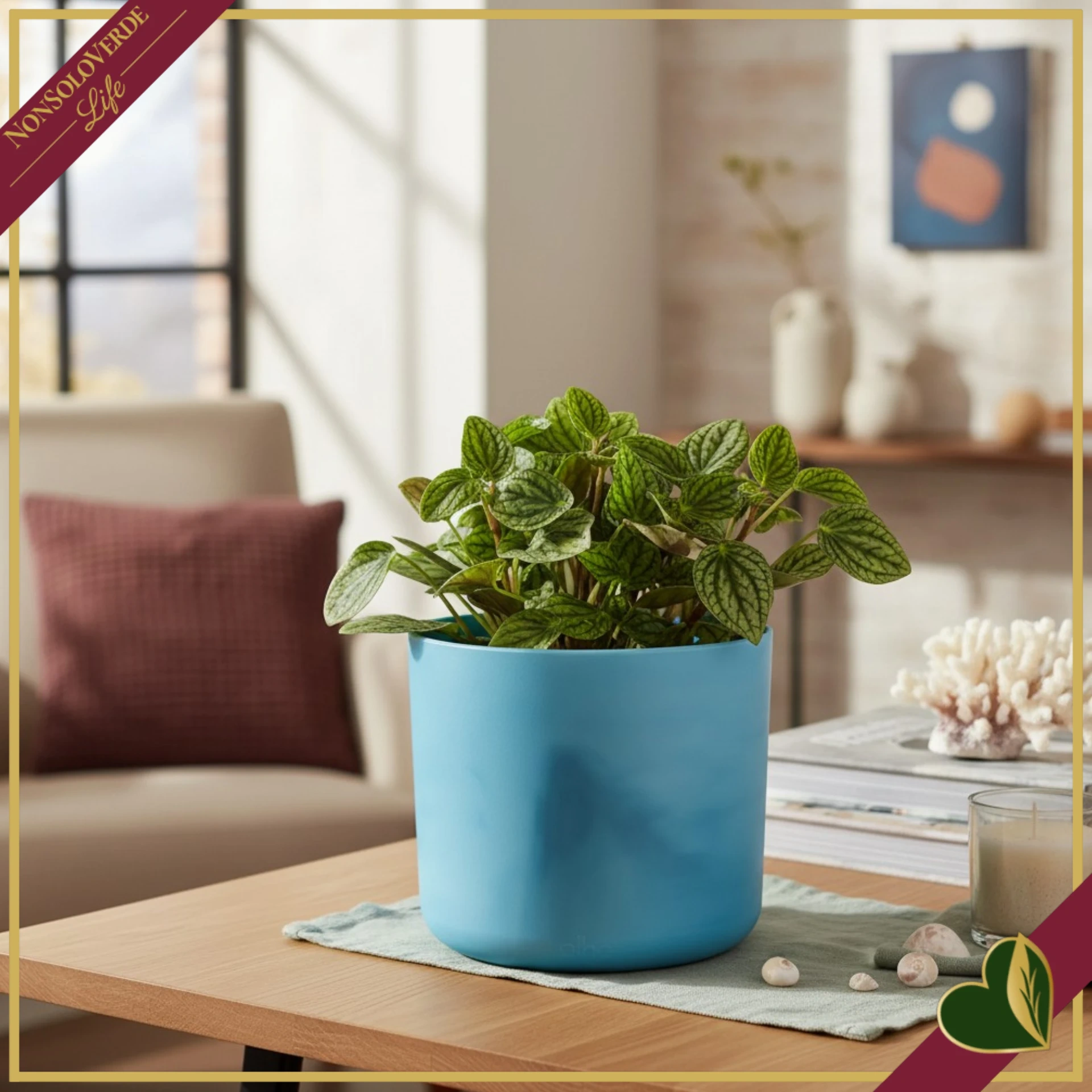 Cachepot The Ocean Collection rotondo blu atlantico da interno, diametro 14 cm