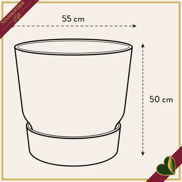 Vaso Greenville rotondo verde foglia con riserva d’acqua, diametro 55 cm