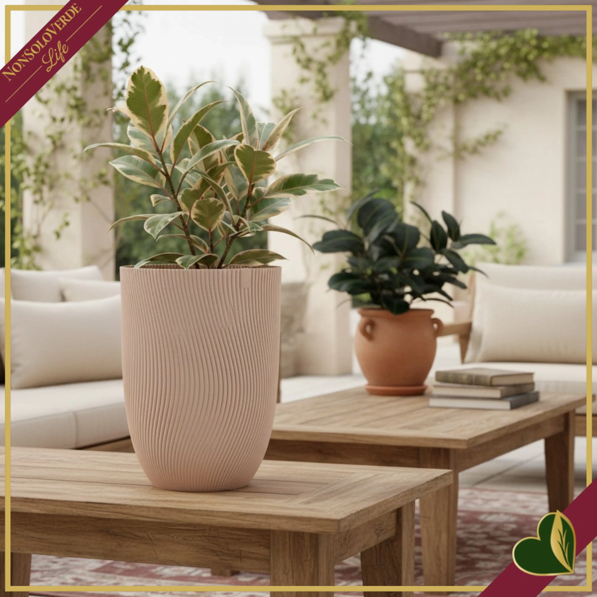 Vaso Sereh alto rotondo, argilla fredda, diametro 30 cm
