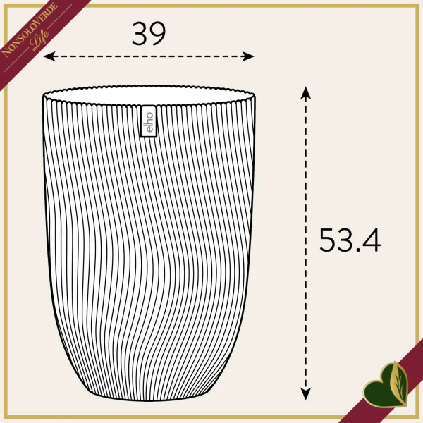Vaso Sereh alto rotondo, argilla fredda, diametro 39 cm