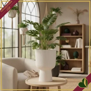 8711904552701-0 Cachepot vibes fold coppa bianco lino da interno, diametro 30 cm
