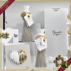 Diffusore decorativo cuore puzzle in marmorina bianco e oro, altezza 13 cm