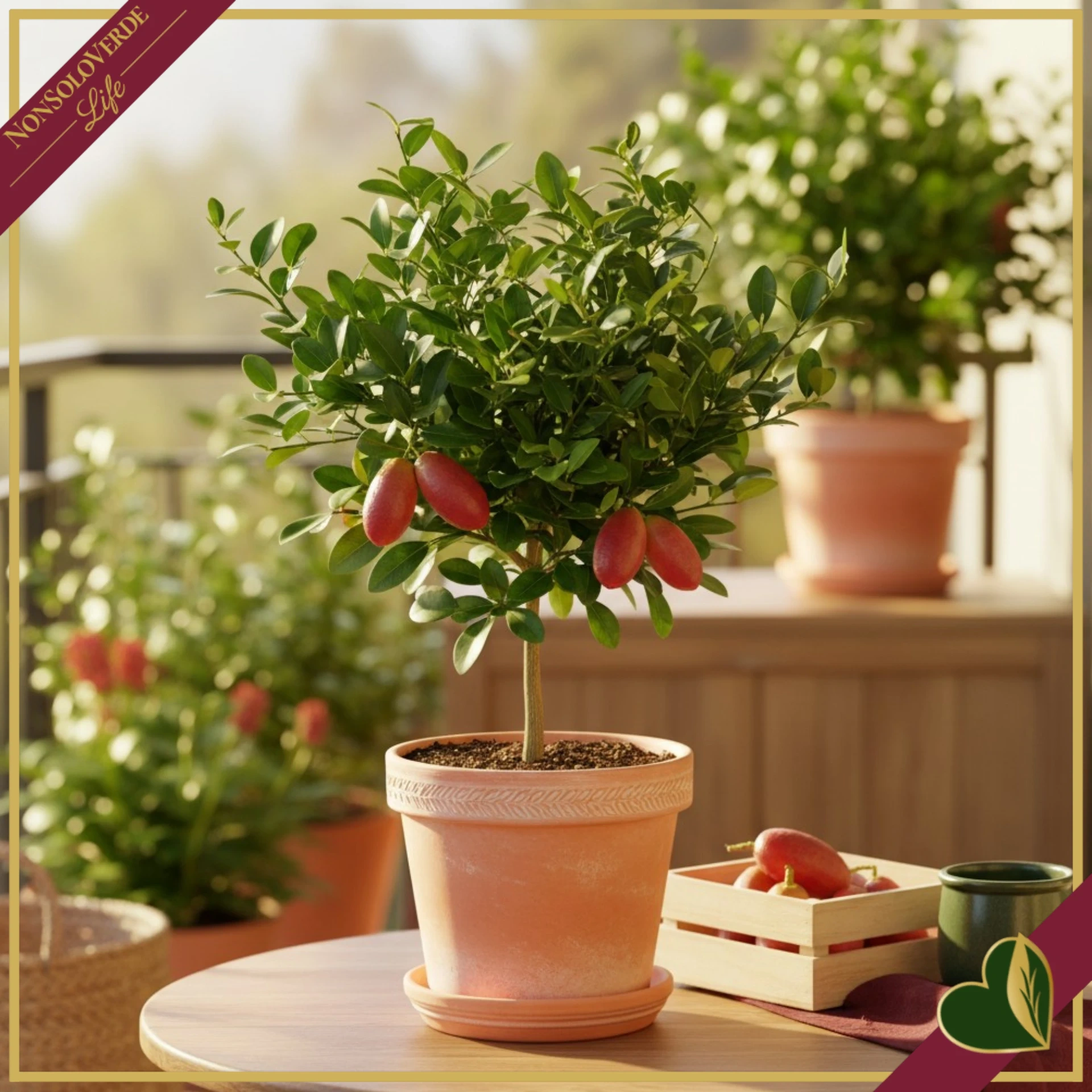 Microcitrus australasica rosso, limone caviale rosso, innesto basso, vaso 20 cm, alto circa 40–60 cm