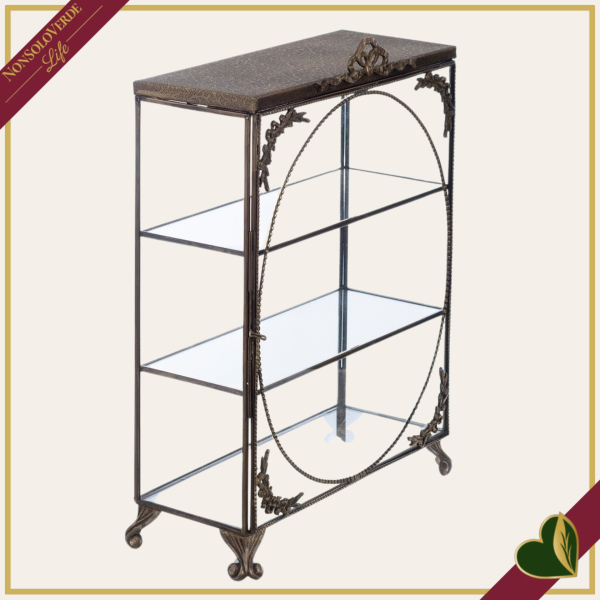 Vetrinetta da appoggio Artemisia in ottone e vetro, altezza 37 cm