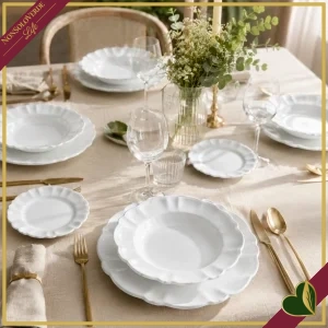 Servizio piatti Georgette in New Bone China bianco, 18 pezzi