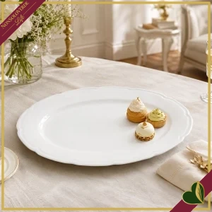 Vassoio ovale Georgette in New Bone China bianco, lunghezza 35 cm