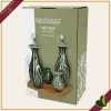 Set menage Foglia Vegan da 4 pezzi in porcellana verde con base in bamboo naturale, altezza 22 cm