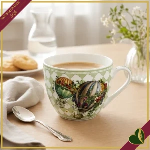 8029722518343-0 Tazza colazione Wonderland in New Bone China verde, diametro 12 cm