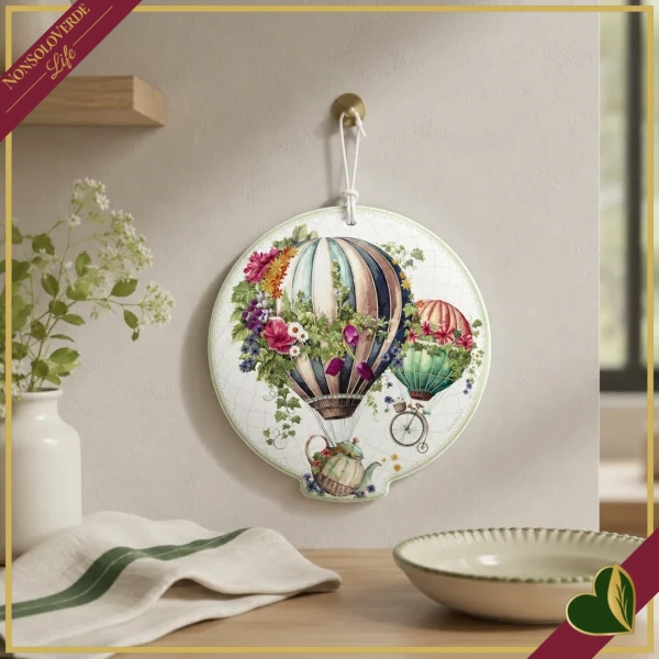 Poggiapentola Wonderland in ceramica e sughero bianco, diametro 21 cm