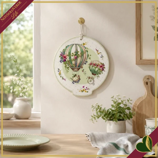 Poggiapentola Wonderland verde in ceramica e sughero verde, diametro 21 cm