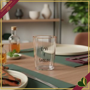 8058801412951-0 Bicchiere Smile in vetro con frase “Bevi e sorridi.”, 480 ml